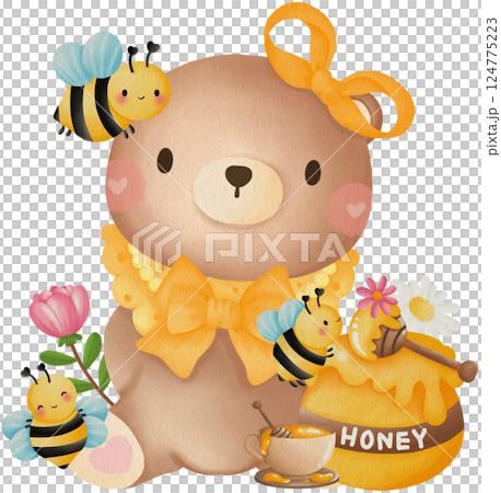 Cute Bee and Bear Clipart Bear with Honey and Flowers Cartoon Teddy Bear Bee Cute Bee and Bear Clipart Bear with Honey and Flowers Cartoon Teddy Bear Bee 124775223