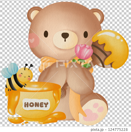 Cute Bee and Bear Clipart Bear with Honey and Flowers Cartoon Teddy Bear Bee Cute Bee and Bear Clipart Bear with Honey and Flowers Cartoon Teddy Bear Bee 124775228