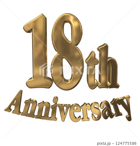 3DCG文字「18th Anniversary/18周年マークキラキラ」ゴールド,金 3DCG文字「18th Anniversary/18周年マークキラキラ」ゴールド,金 124775586