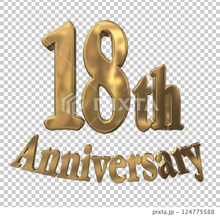 3DCG文字「18th Anniversary/18周年マークキラキラ」ゴールド,金 3DCG文字「18th Anniversary/18周年マークキラキラ」ゴールド,金 124775588