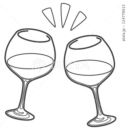 ワインで乾杯（ブルゴーニュ型グラス） 124776013