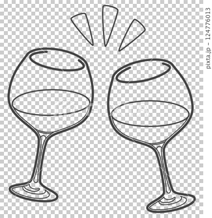ワインで乾杯（ブルゴーニュ型グラス） 124776013