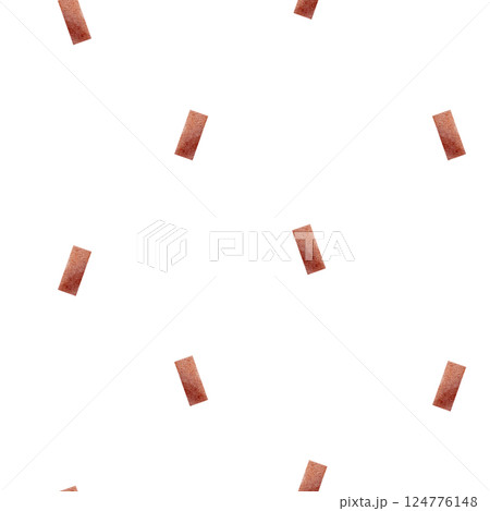 Watercolor pattern red dotted stripes, lines. Illustration festive confetti. Seamless print children's on background for design, fabric, baby clothes, textile, wallpaper, holiday, new year, christmas 124776148