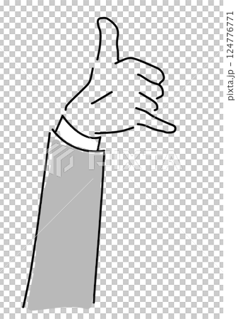 Calling hand gesture hand drawn line drawing Calling hand gesture hand drawn line drawing 124776771