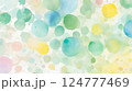 やさしい春色の水彩背景 – 淡くカラフルな水玉模様 124777469