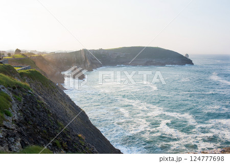 Saint Peters walk cliffs and sea at Llanes. Asturias, Spain Saint Peters walk cliffs and sea at Llanes. Asturias, Spain 124777698