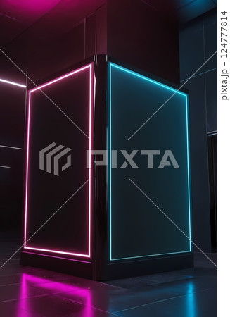 Blank advertising billboard mockup in modern glass corridor for branding and marketing Blank advertising billboard mockup in modern glass corridor for branding and marketing 124777814