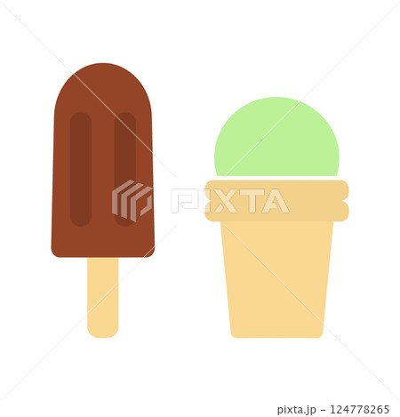 Chocolate Ice Cream Bar and Pistachio Cone Dessert. Icon Logo or World Ice Cream Day element concept Chocolate Ice Cream Bar and Pistachio Cone Dessert. Icon Logo or World Ice Cream Day element concept 124778265