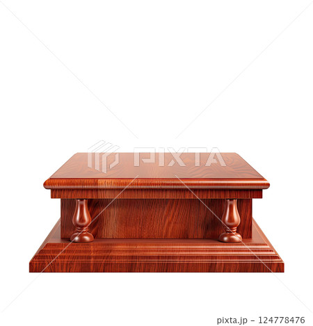 Oak podium isolated on white background, front view, cut-out, clipping path, transparent Oak podium isolated on white background, front view, cut-out, clipping path, transparent 124778476