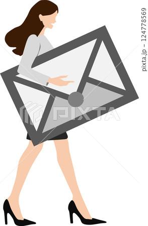 封筒を片手に持つ女性実業家のイラスト 封筒を片手に持つ女性実業家のイラスト 124778569