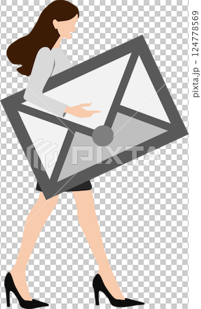 封筒を片手に持つ女性実業家のイラスト 封筒を片手に持つ女性実業家のイラスト 124778569
