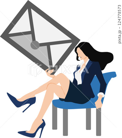 封筒を片手に持つ女性実業家のイラスト 124778573