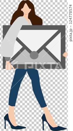 封筒を片手に持つ女性実業家のイラスト 124778574