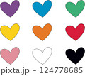 カラフルな和名色のハート 124778685