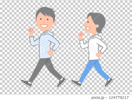 青年男女步行以提高體能 124779217