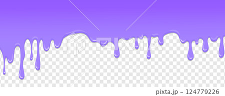 Dripping purple liquid paint on transparent background. Flowing paint fluid. Vector illustration Dripping purple liquid paint on transparent background. Flowing paint fluid. Vector illustration 124779226