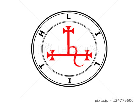 Lilith Sigil Depicted, Female Demon Seal Symbol. First woman of Heaven, vector illustration isolated on white background 124779606