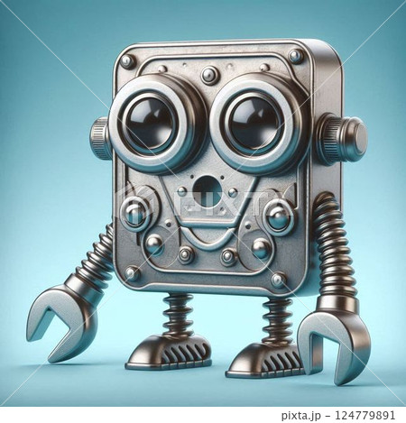 クリクリ目のメタル感のかわいいロボット 124779891