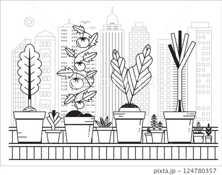 Growing Vegetables on Balcony Urban Garden 124780357