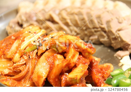 steamed pork slice steamed pork slice 124780456
