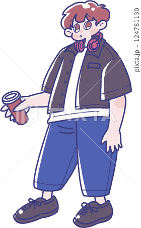 タンブラーを持った男の子のイラスト タンブラーを持った男の子のイラスト 124781130