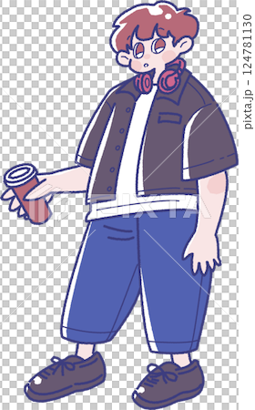 拿著不倒翁的男孩的插圖 124781130