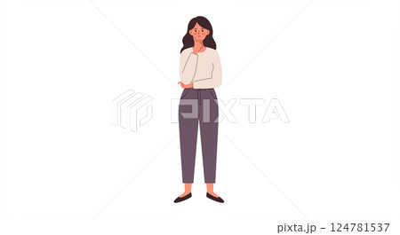 ビジネスシーンのジェスチャー（考える女性） 124781537