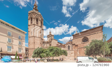 Panoramic timelapse hyperlapse of Plaza de la Reina in Valencia, Spain. Panoramic timelapse hyperlapse of Plaza de la Reina in Valencia, Spain. 124781960