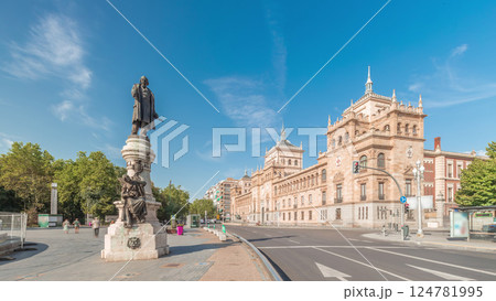 Cavalry Academy timelapse panorama in Plaza de Zorrilla, Valladolid, Spain 124781995