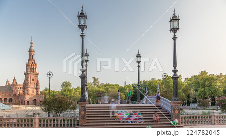 Plaza de Espana timelapse hyperlapse in Seville, Spain 124782045