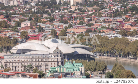 Public Service Hall seen from Narikala Fortress in Tbilisi city timelapse. Georgia Public Service Hall seen from Narikala Fortress in Tbilisi city timelapse. Georgia 124782070