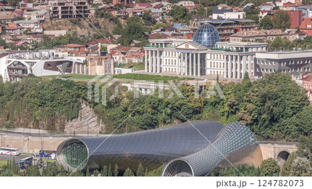 The Ceremonial Palace of Georgia and concert hall aerial timelapse. Tbilisi, Georgia. 124782073