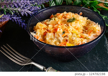 Sauerkraut and carrot salad. 124782198