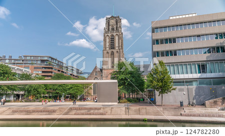 Hyperlapse of Laurenskerk on Grotekerkplein, Rotterdam. Netherlands Hyperlapse of Laurenskerk on Grotekerkplein, Rotterdam. Netherlands 124782280