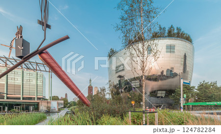 Hyperlapse of Depot Boijmans Van Beuningen in Rotterdam, Netherlands. 124782284