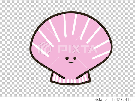 ゆるくてかわいいピンクのホタテのイラスト 124782416