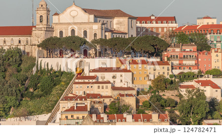 The Miradouro Sophia de Mello Breyner Andresen or Miradouro da Graca evening timelapse. The Miradouro Sophia de Mello Breyner Andresen or Miradouro da Graca evening timelapse. 124782471