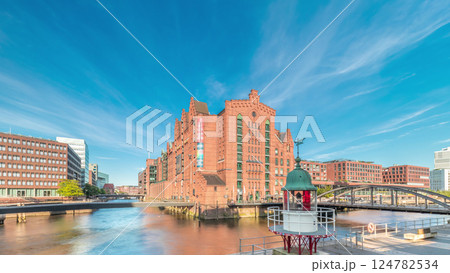 Famous old Speicherstadt in Hamburg timelapse hyperlapse featuring the International Maritime Museum, Germany Famous old Speicherstadt in Hamburg timelapse hyperlapse featuring the International Maritime Museum, Germany 124782534
