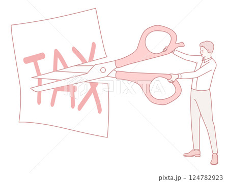 This illustration uses scissors to symbolize tax reduction and financial awareness This illustration uses scissors to symbolize tax reduction and financial awareness 124782923