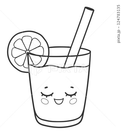 Cute lemonade glass with smile 124783135
