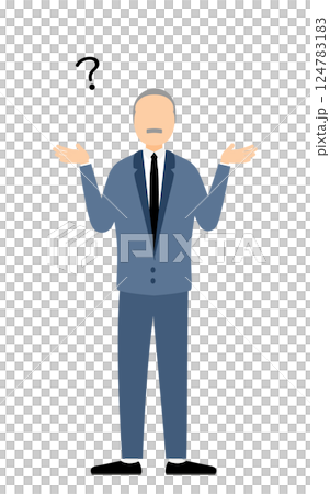 一位身著西裝的商人提出問題的簡單例子 124783183