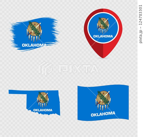 Oklahoma State Flag Icon Set. 124783301