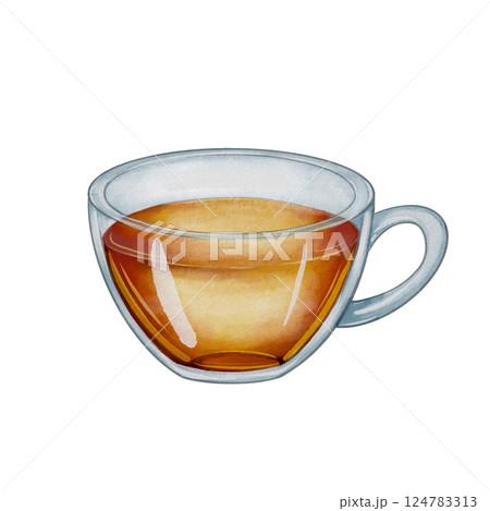 glass cup with hot tea 124783313