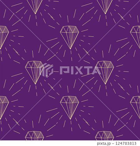 Silhouettes Magic symbols seamless pattern, with magical elements such as snake, eye, tarot cards, hand, skull. Witchcraft theme symbols and elements 124783813
