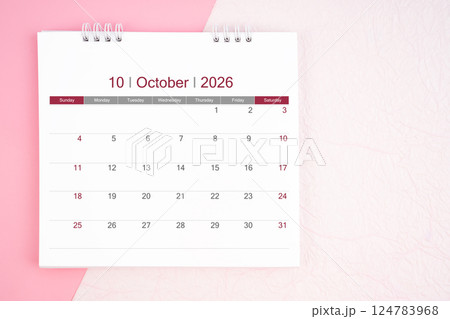 October desk calendar for 2026 year for schedule to make appointment meeting. 124783968