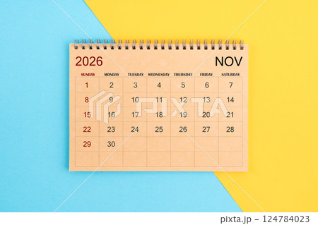 November 2026 brown calendar for 2026 year. 124784023
