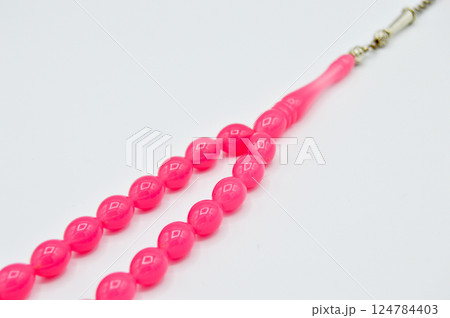 Pink and silver beads sequenced, short rosary, tespih tesbih 124784403