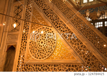 Selimiye Mosque interiors were built by Mimar Sinan in Edirne in 1575 during the Ottoman Empire. 09 August 2019 Turkey Edirne Selimiye Mosque interiors were built by Mimar Sinan in Edirne in 1575 during the Ottoman Empire. 09 August 2019 Turkey Edirne 124784425