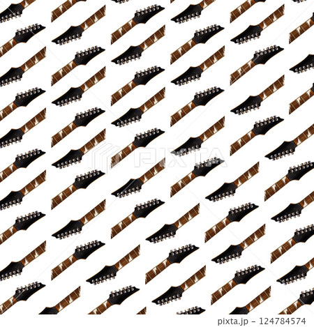 Rosewood electric guitar strings and fretboard rest, music related banner work, isolated on white background 124784574