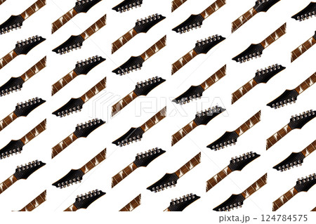 Rosewood electric guitar strings and fretboard rest, music related banner work, isolated on white background Rosewood electric guitar strings and fretboard rest, music related banner work, isolated on white background 124784575